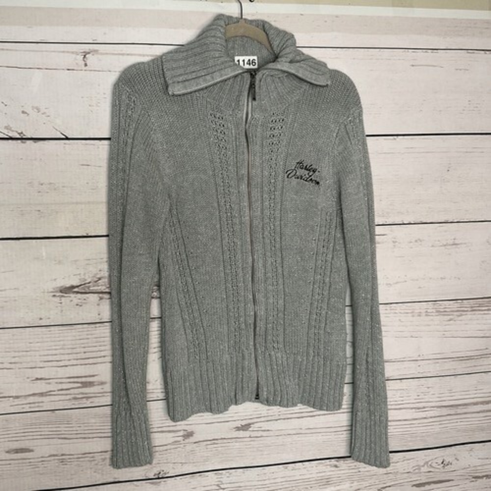 Harley-Davidson SparkleBlingTurtleNeck‎ Full Zip Sweater Cardigan Women M China